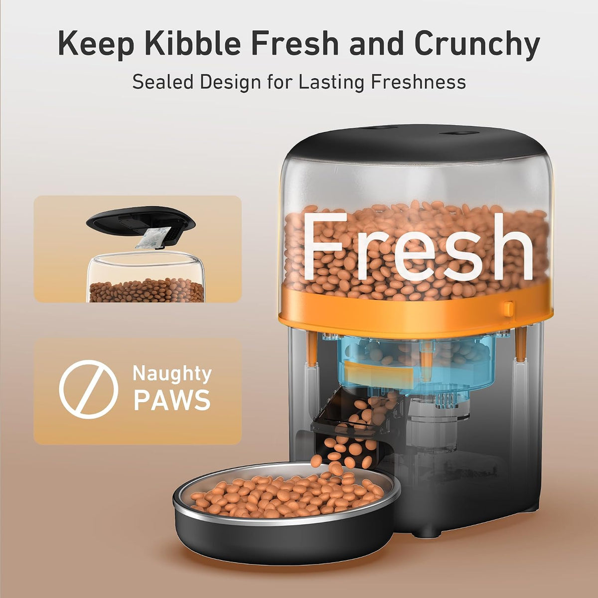 Automatic Cat Feeder, 3L Cat Food Dispenser with Anti-Jam Design, Over 180-day Battery Life, 1-6 Meals Per Day with Stainless Steel Cat Bowl, Keep Dry Food Fresh, Timed Pet Feeder Also for Small Dog