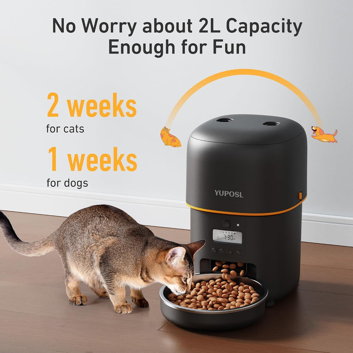 Automatic Cat Feeder, 3L Cat Food Dispenser with Anti-Jam Design, Over 180-day Battery Life, 1-6 Meals Per Day with Stainless Steel Cat Bowl, Keep Dry Food Fresh, Timed Pet Feeder Also for Small Dog