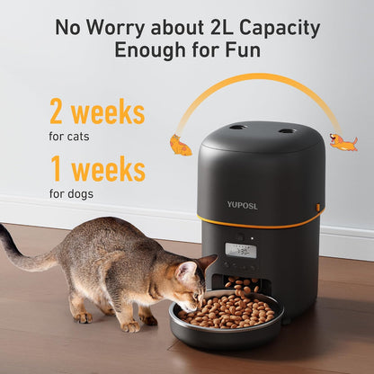 Automatic Cat Feeder, 3L Cat Food Dispenser with Anti-Jam Design, Over 180-day Battery Life, 1-6 Meals Per Day with Stainless Steel Cat Bowl, Keep Dry Food Fresh, Timed Pet Feeder Also for Small Dog