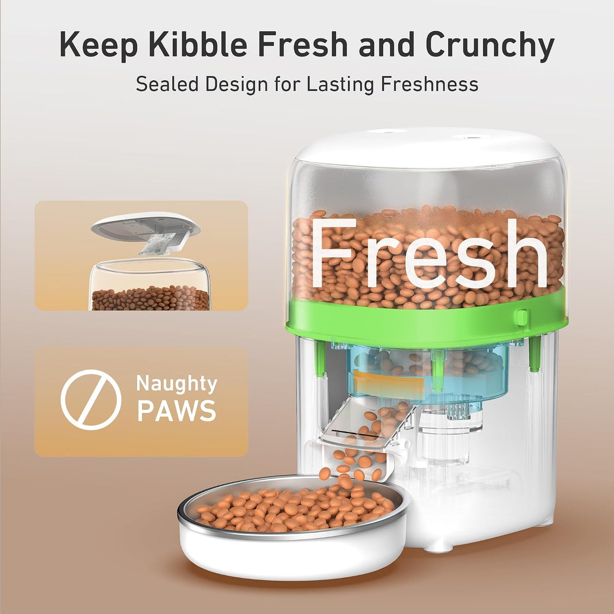 Automatic Cat Feeder, 3L Cat Food Dispenser with Anti-Jam Design, Over 180-day Battery Life, 1-6 Meals Per Day with Stainless Steel Cat Bowl, Keep Dry Food Fresh, Timed Pet Feeder Also for Small Dog