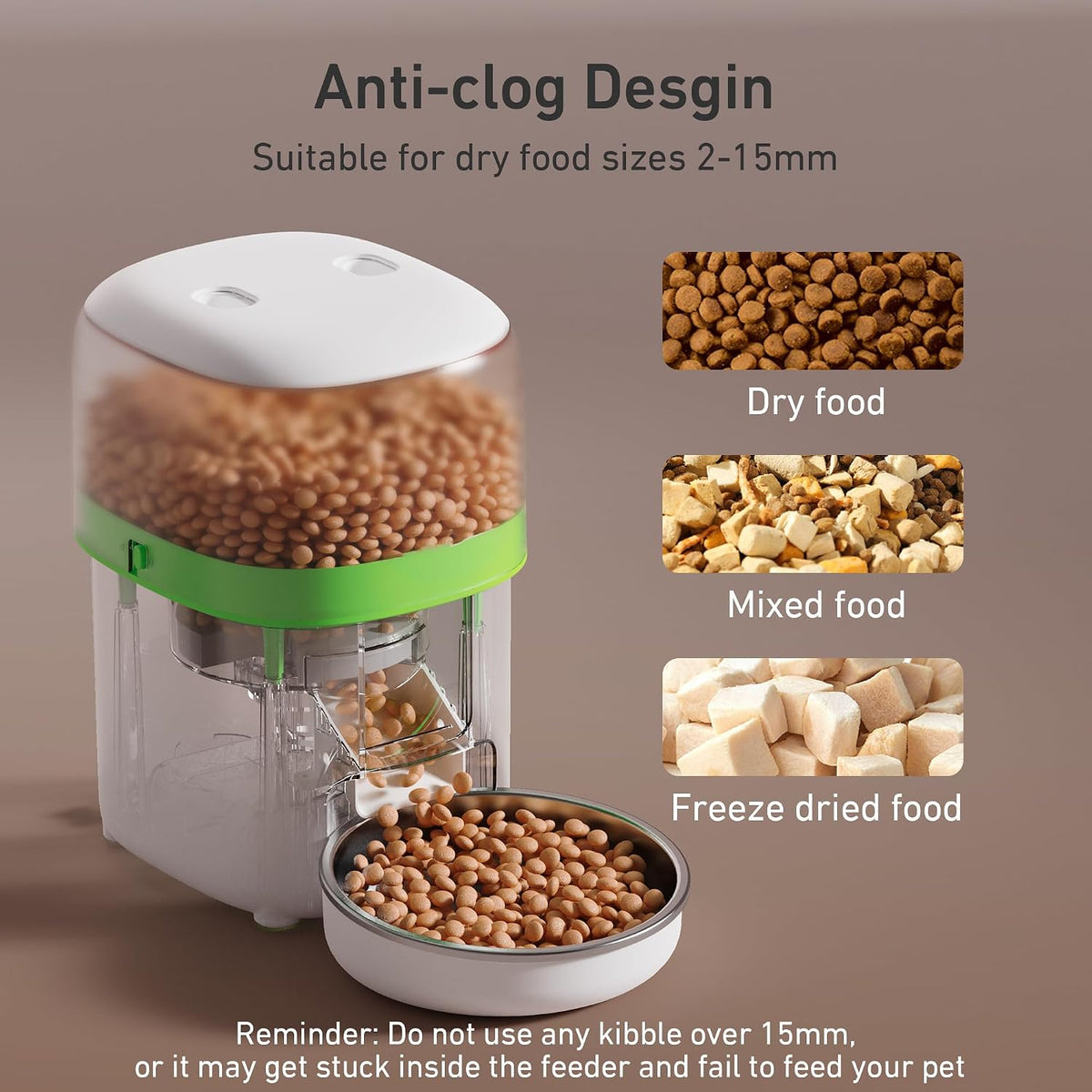 Automatic Cat Feeder, 3L Cat Food Dispenser with Anti-Jam Design, Over 180-day Battery Life, 1-6 Meals Per Day with Stainless Steel Cat Bowl, Keep Dry Food Fresh, Timed Pet Feeder Also for Small Dog