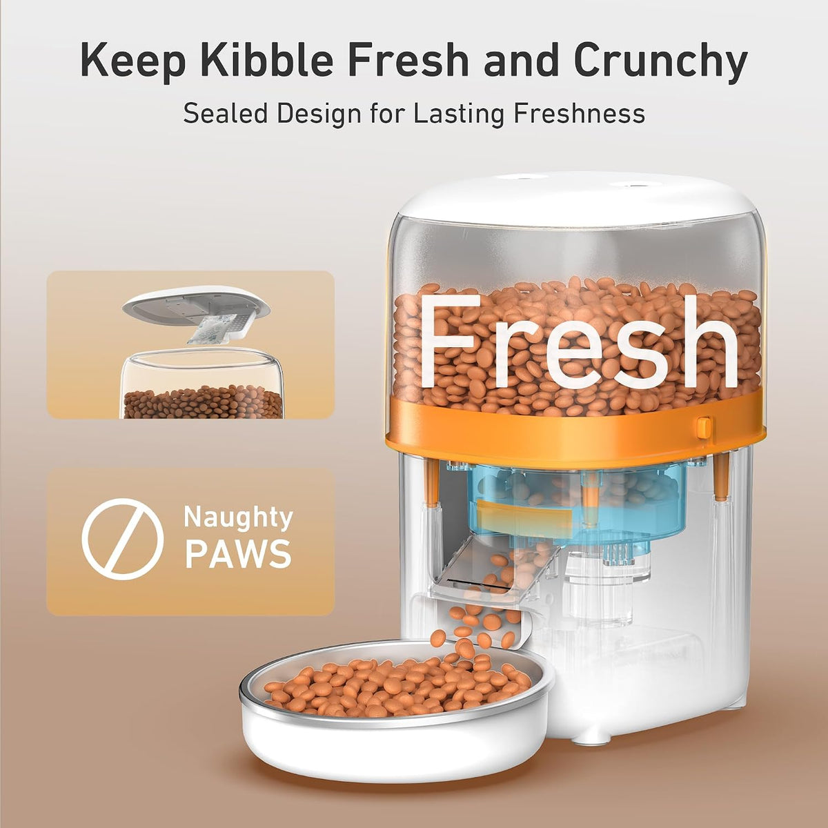 Automatic Cat Feeder, 3L Cat Food Dispenser with Anti-Jam Design, Over 180-day Battery Life, 1-6 Meals Per Day with Stainless Steel Cat Bowl, Keep Dry Food Fresh, Timed Pet Feeder Also for Small Dog