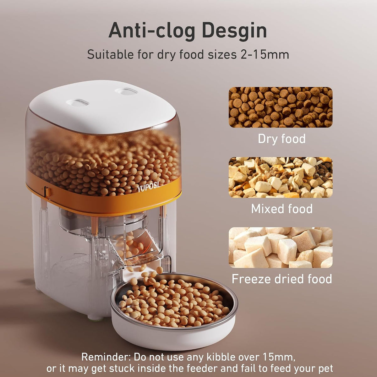 Automatic Cat Feeder, 3L Cat Food Dispenser with Anti-Jam Design, Over 180-day Battery Life, 1-6 Meals Per Day with Stainless Steel Cat Bowl, Keep Dry Food Fresh, Timed Pet Feeder Also for Small Dog
