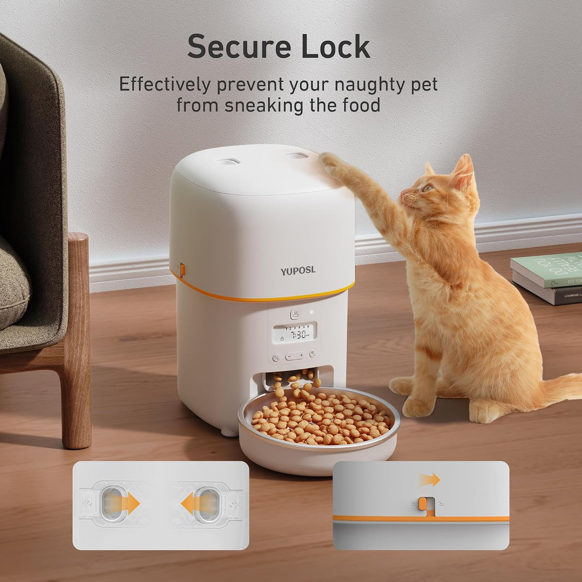 Automatic Cat Feeder, 3L Cat Food Dispenser with Anti-Jam Design, Over 180-day Battery Life, 1-6 Meals Per Day with Stainless Steel Cat Bowl, Keep Dry Food Fresh, Timed Pet Feeder Also for Small Dog