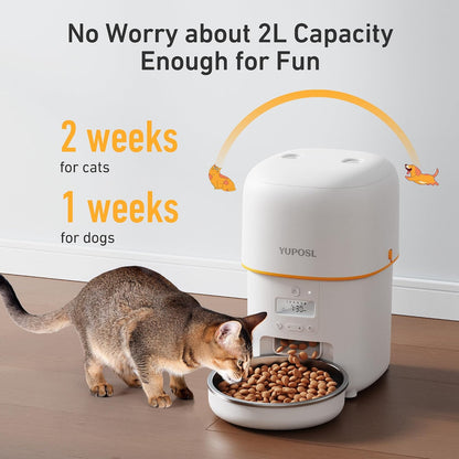 Automatic Cat Feeder, 3L Cat Food Dispenser with Anti-Jam Design, Over 180-day Battery Life, 1-6 Meals Per Day with Stainless Steel Cat Bowl, Keep Dry Food Fresh, Timed Pet Feeder Also for Small Dog
