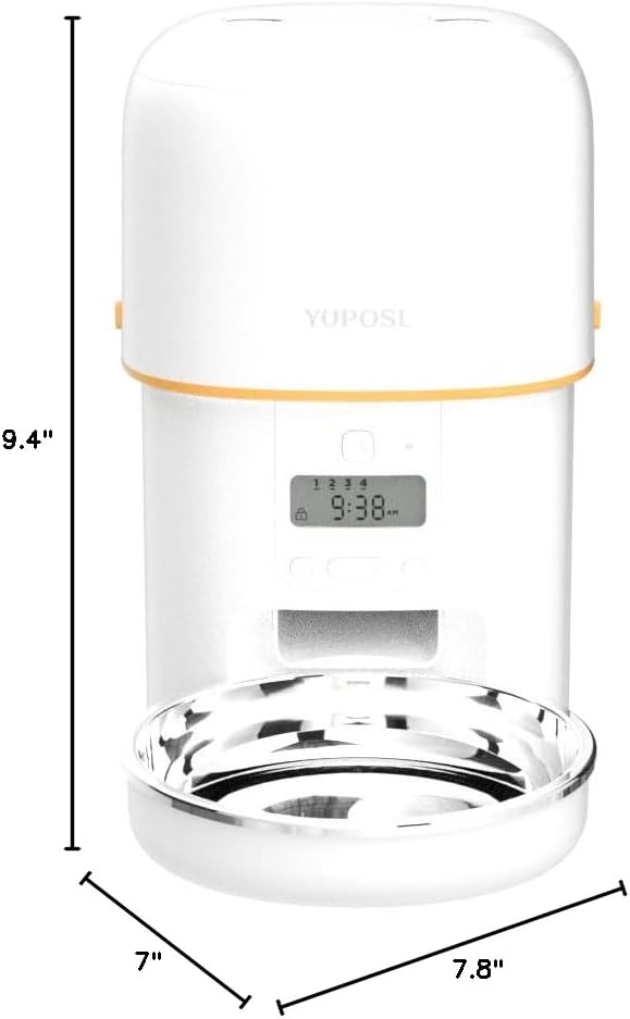 Automatic Cat Feeder, 3L Cat Food Dispenser with Anti-Jam Design, Over 180-day Battery Life, 1-6 Meals Per Day with Stainless Steel Cat Bowl, Keep Dry Food Fresh, Timed Pet Feeder Also for Small Dog