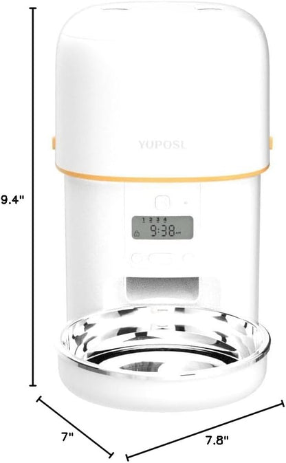 Automatic Cat Feeder, 3L Cat Food Dispenser with Anti-Jam Design, Over 180-day Battery Life, 1-6 Meals Per Day with Stainless Steel Cat Bowl, Keep Dry Food Fresh, Timed Pet Feeder Also for Small Dog