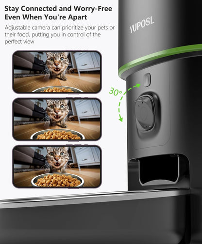 Automatic Cat Feeder, 3L Cat Food Dispenser with Anti-Jam Design, Over 180-day Battery Life, 1-6 Meals Per Day with Stainless Steel Cat Bowl, Keep Dry Food Fresh, Timed Pet Feeder Also for Small Dog