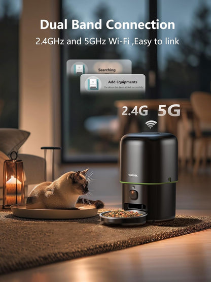 Automatic Cat Feeder, 3L Cat Food Dispenser with Anti-Jam Design, Over 180-day Battery Life, 1-6 Meals Per Day with Stainless Steel Cat Bowl, Keep Dry Food Fresh, Timed Pet Feeder Also for Small Dog