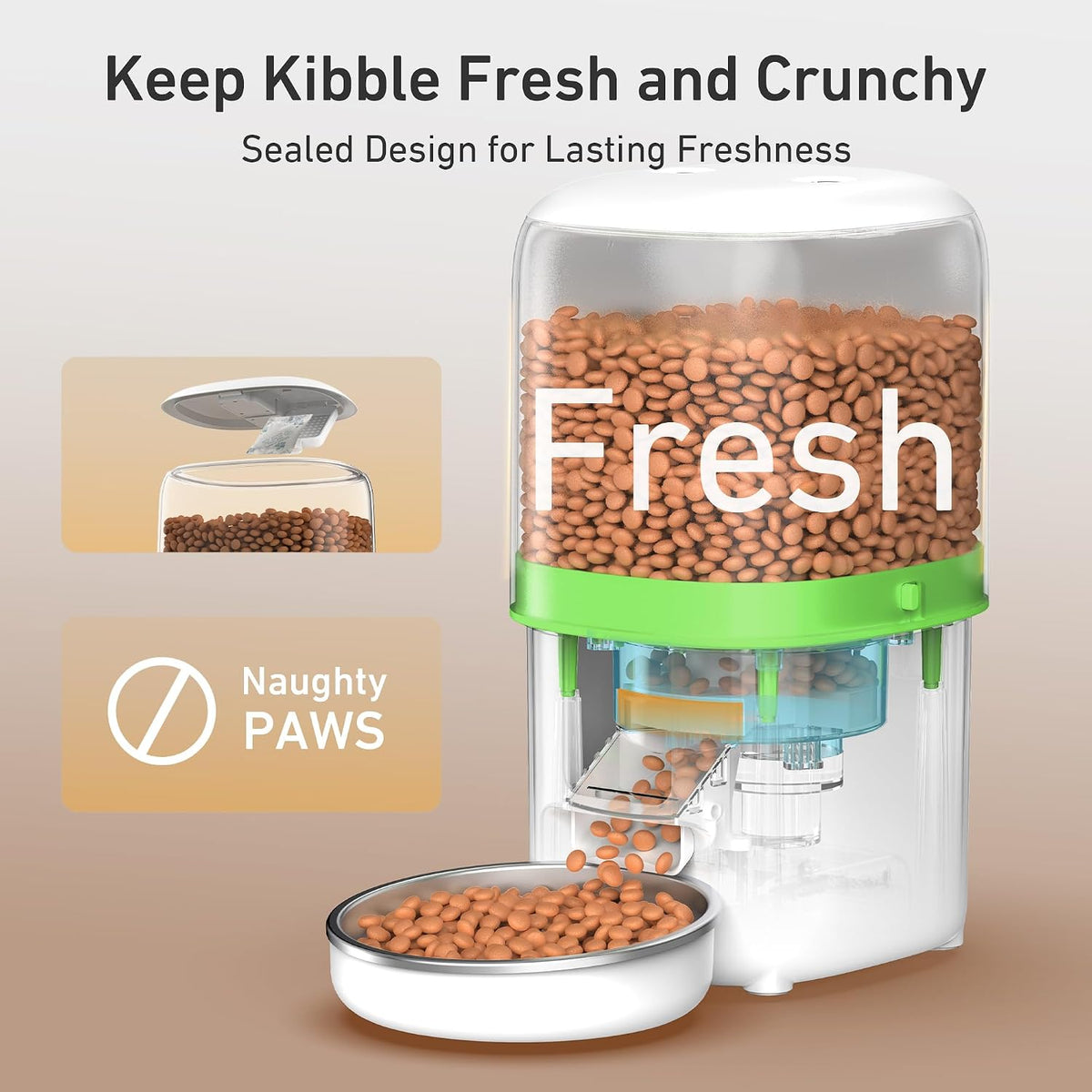 Automatic Cat Feeder, 3L Cat Food Dispenser with Anti-Jam Design, Over 180-day Battery Life, 1-6 Meals Per Day with Stainless Steel Cat Bowl, Keep Dry Food Fresh, Timed Pet Feeder Also for Small Dog