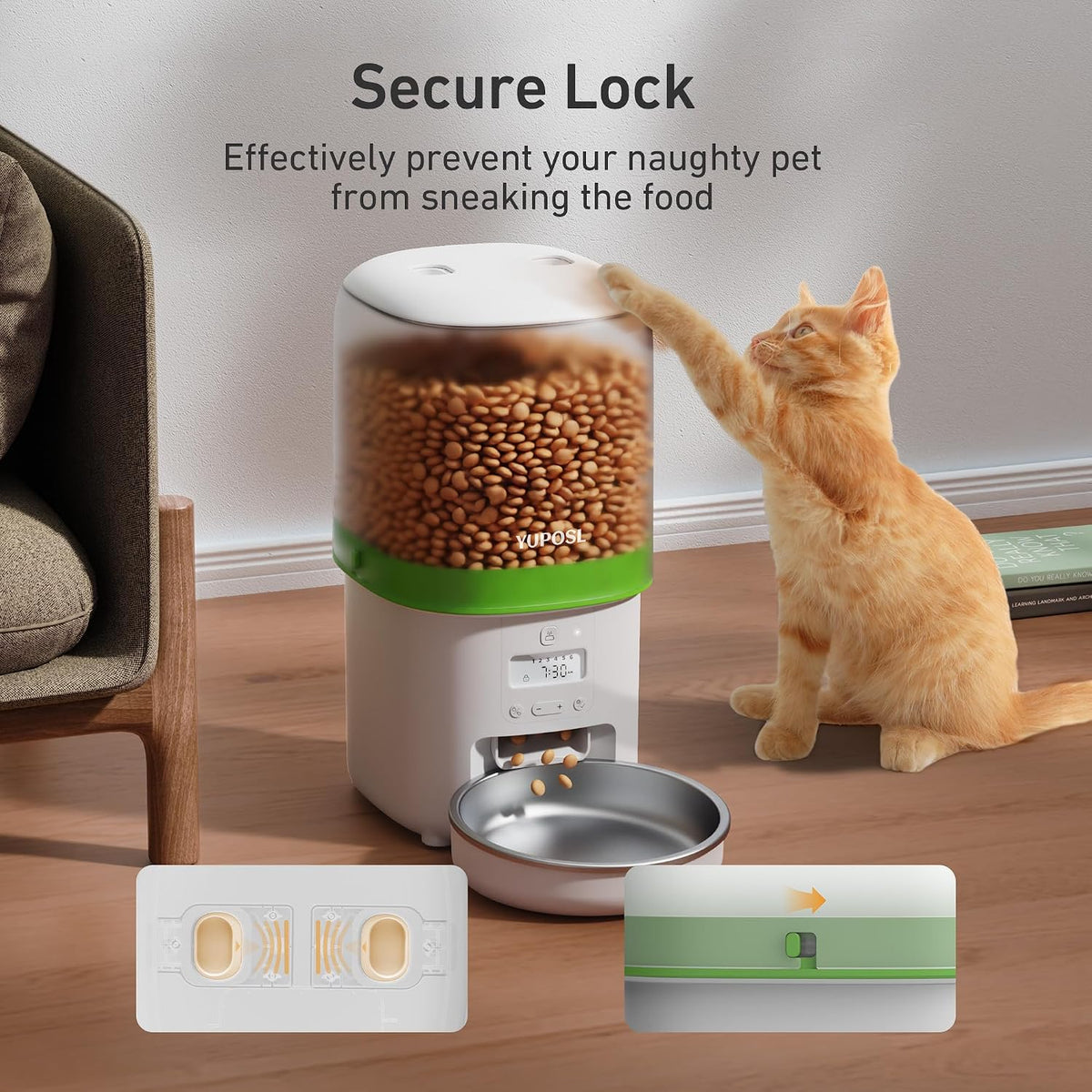 Automatic Cat Feeder, 3L Cat Food Dispenser with Anti-Jam Design, Over 180-day Battery Life, 1-6 Meals Per Day with Stainless Steel Cat Bowl, Keep Dry Food Fresh, Timed Pet Feeder Also for Small Dog
