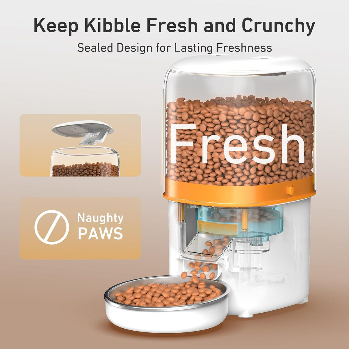 Automatic Cat Feeder, 3L Cat Food Dispenser with Anti-Jam Design, Over 180-day Battery Life, 1-6 Meals Per Day with Stainless Steel Cat Bowl, Keep Dry Food Fresh, Timed Pet Feeder Also for Small Dog
