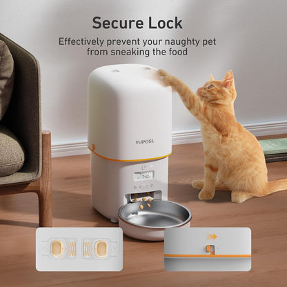Automatic Cat Feeder, 3L Cat Food Dispenser with Anti-Jam Design, Over 180-day Battery Life, 1-6 Meals Per Day with Stainless Steel Cat Bowl, Keep Dry Food Fresh, Timed Pet Feeder Also for Small Dog
