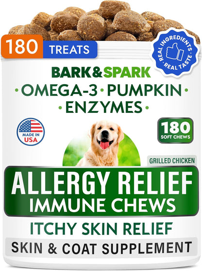 Dog Allergy Relief Chews - Skin Health & Anti-Itch Supplement with Omega-3