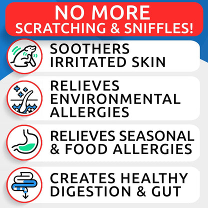 Dog Allergy Relief Chews - Skin Health & Anti-Itch Supplement with Omega-3