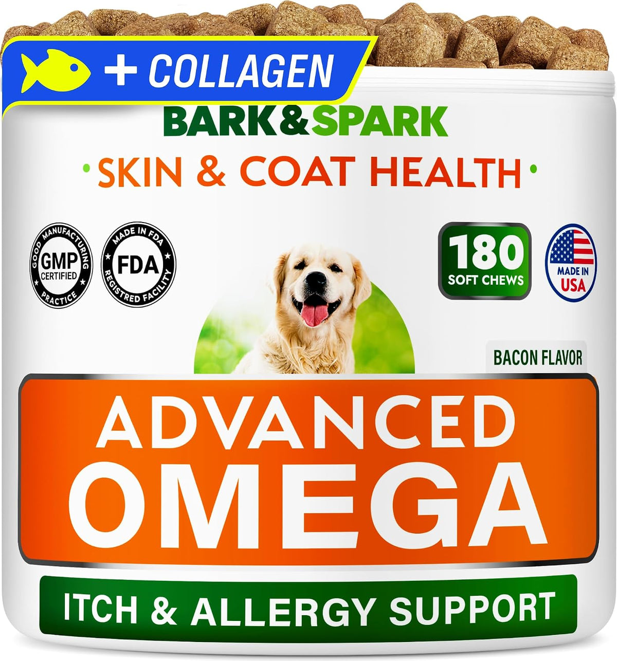 Dog Allergy Relief Chews - Skin Health & Anti-Itch Supplement with Omega-3