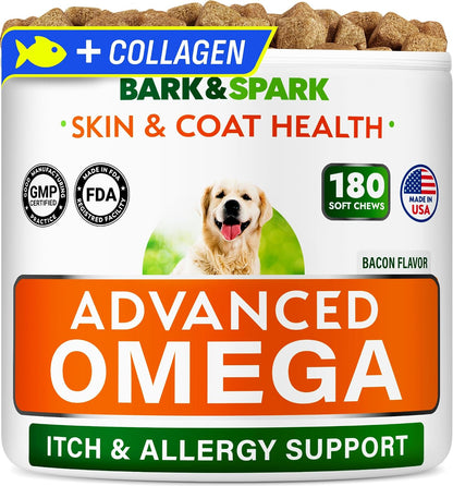 Dog Allergy Relief Chews - Skin Health & Anti-Itch Supplement with Omega-3