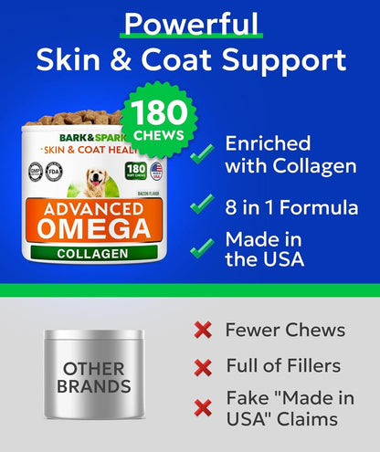 Dog Allergy Relief Chews - Skin Health & Anti-Itch Supplement with Omega-3