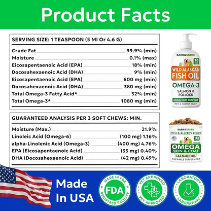 Dog Allergy Relief Chews - Skin Health & Anti-Itch Supplement with Omega-3