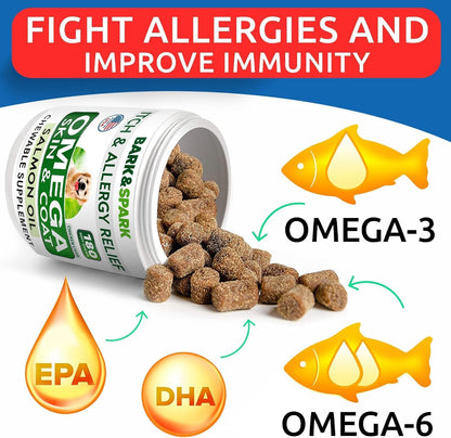 Dog Allergy Relief Chews - Skin Health & Anti-Itch Supplement with Omega-3