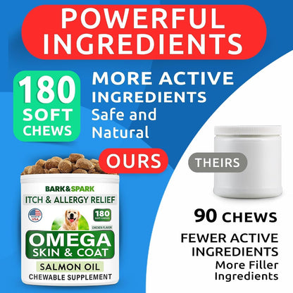 Dog Allergy Relief Chews - Skin Health & Anti-Itch Supplement with Omega-3