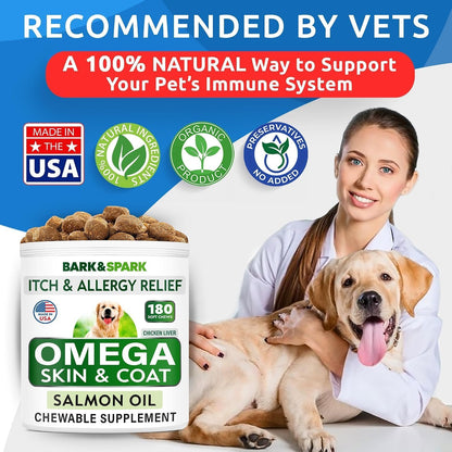 Dog Allergy Relief Chews - Skin Health & Anti-Itch Supplement with Omega-3
