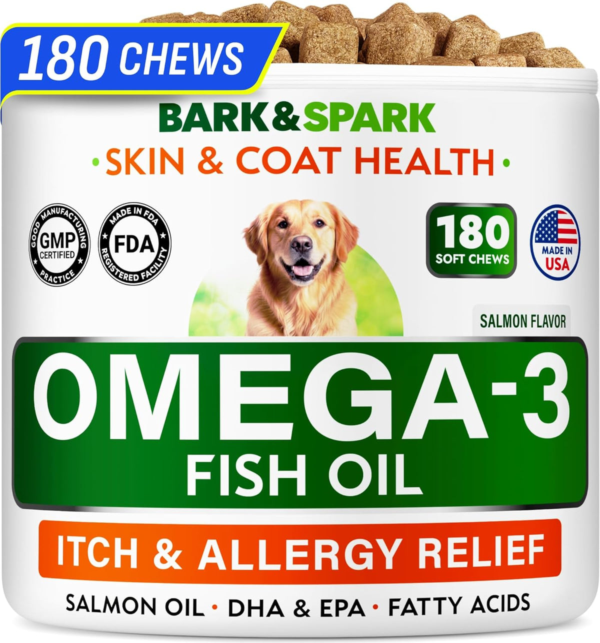 Dog Allergy Relief Chews - Skin Health & Anti-Itch Supplement with Omega-3