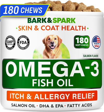 Dog Allergy Relief Chews - Skin Health & Anti-Itch Supplement with Omega-3