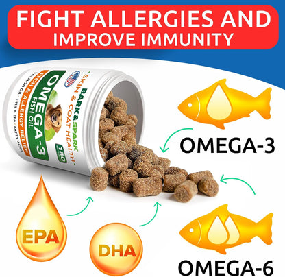 Dog Allergy Relief Chews - Skin Health & Anti-Itch Supplement with Omega-3