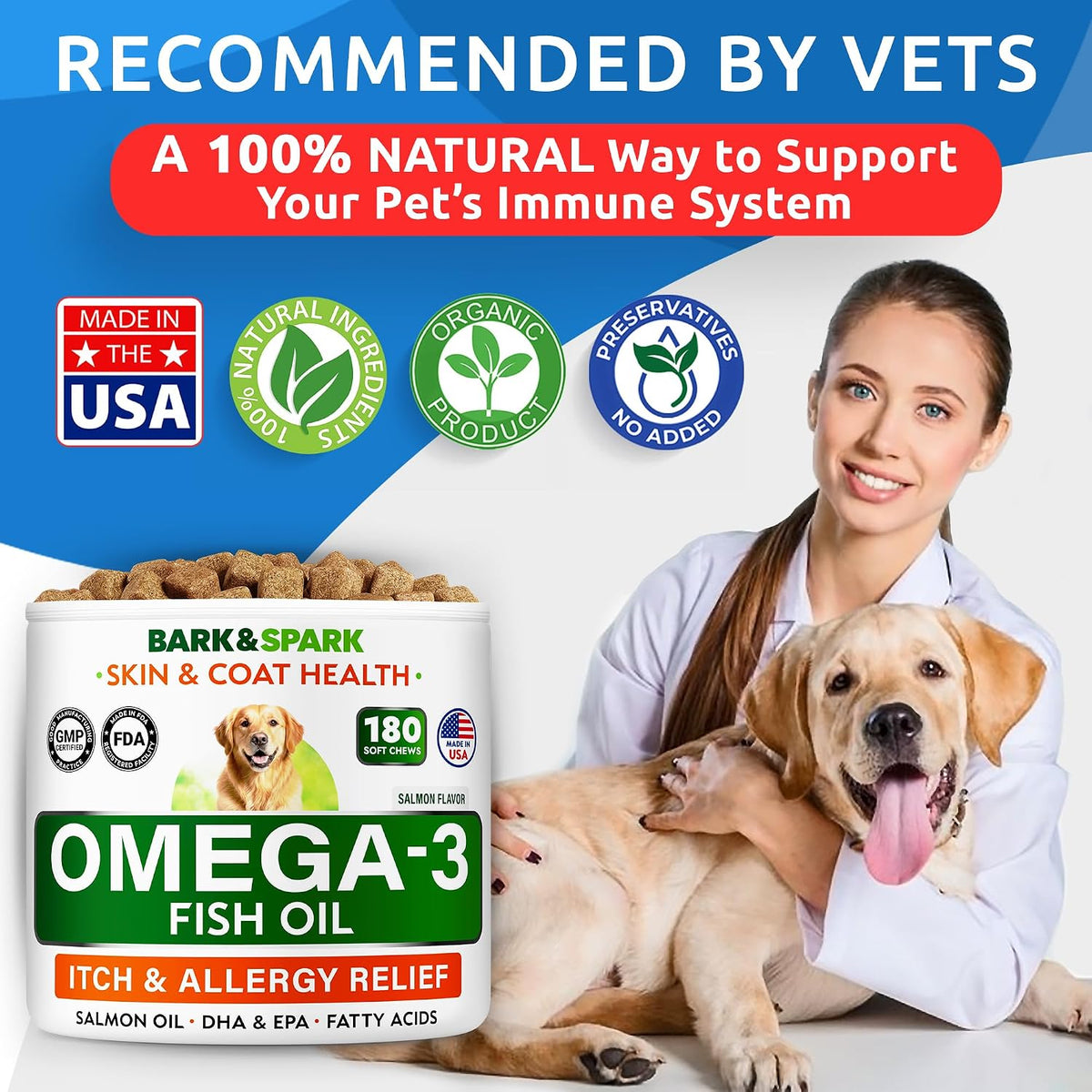 Dog Allergy Relief Chews - Skin Health & Anti-Itch Supplement with Omega-3