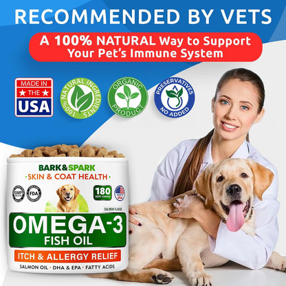 Dog Allergy Relief Chews - Skin Health & Anti-Itch Supplement with Omega-3