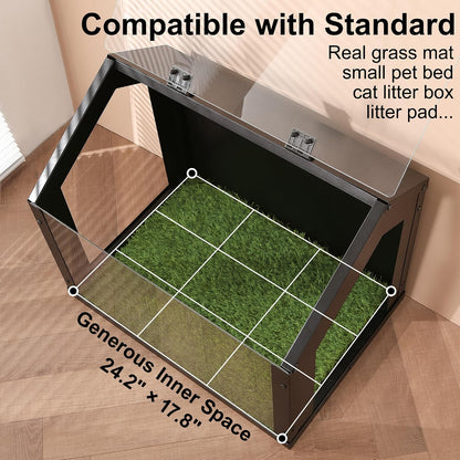 Stylish Indoor Dog Potty with High Walls, Durable Washable Fake Grass Mat, Splash Guard Design for Mess-Free Diagonal Peeing – Blends with Home Decor, Ideal for Indoor & Balcony Use