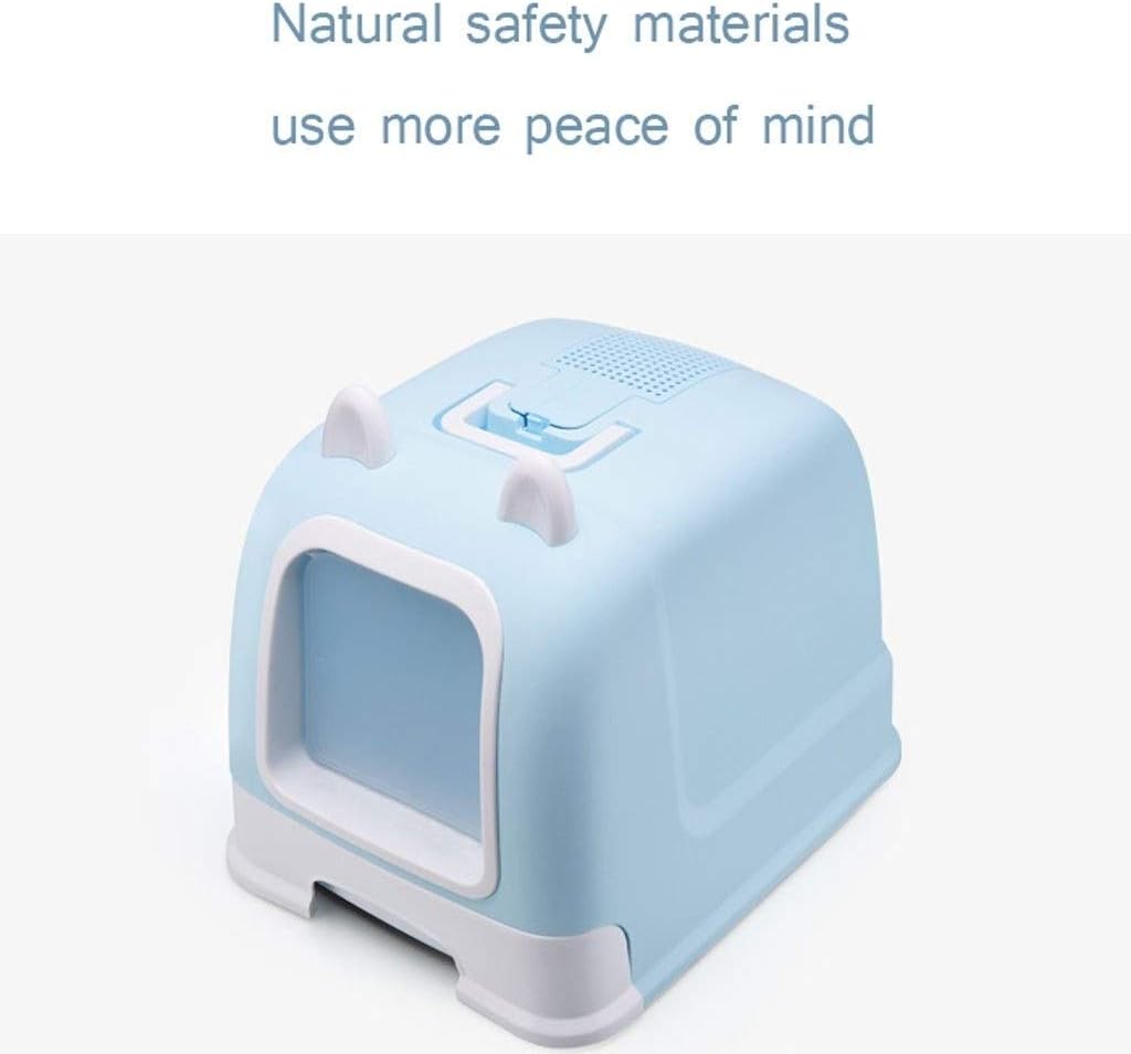 Dog Potty Training Toilet ﻿ Cat Litter Box Fully Enclosed Toilet Portable Handle Pet with Drawer Automatic(Blue)