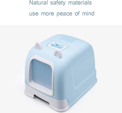 Dog Potty Training Toilet ﻿ Cat Litter Box Fully Enclosed Toilet Portable Handle Pet with Drawer Automatic(Blue)