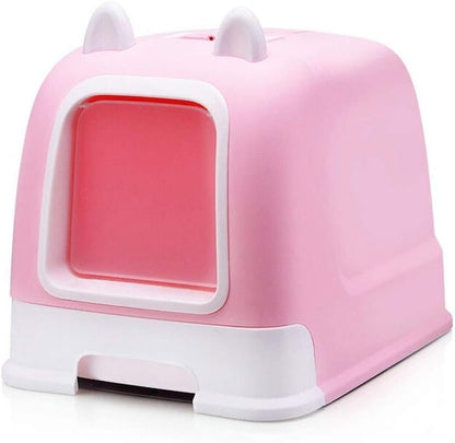 Dog Potty Training Toilet ﻿ Cat Litter Box Fully Enclosed Toilet Portable Handle Pet with Drawer Automatic(Blue)