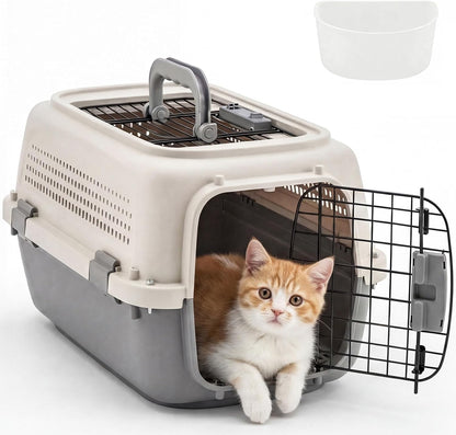 DUMOS 23" Hard-Sided Pet Carrier for Small Pets, 2 Door Cat Carrier, Black