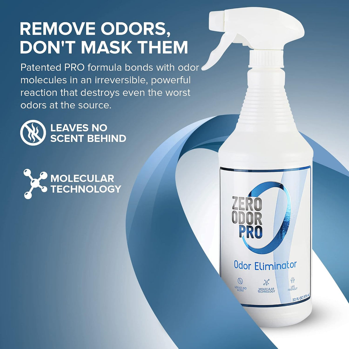 Pro Commercial Strength Odor Eliminator, Room Deodorizer and Air Freshener, Trigger Spray, 32 oz, White/Blue