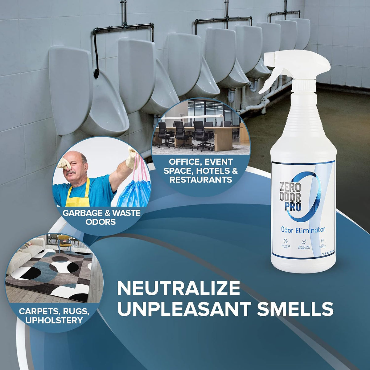 Pro Commercial Strength Odor Eliminator, Room Deodorizer and Air Freshener, Trigger Spray, 32 oz, White/Blue