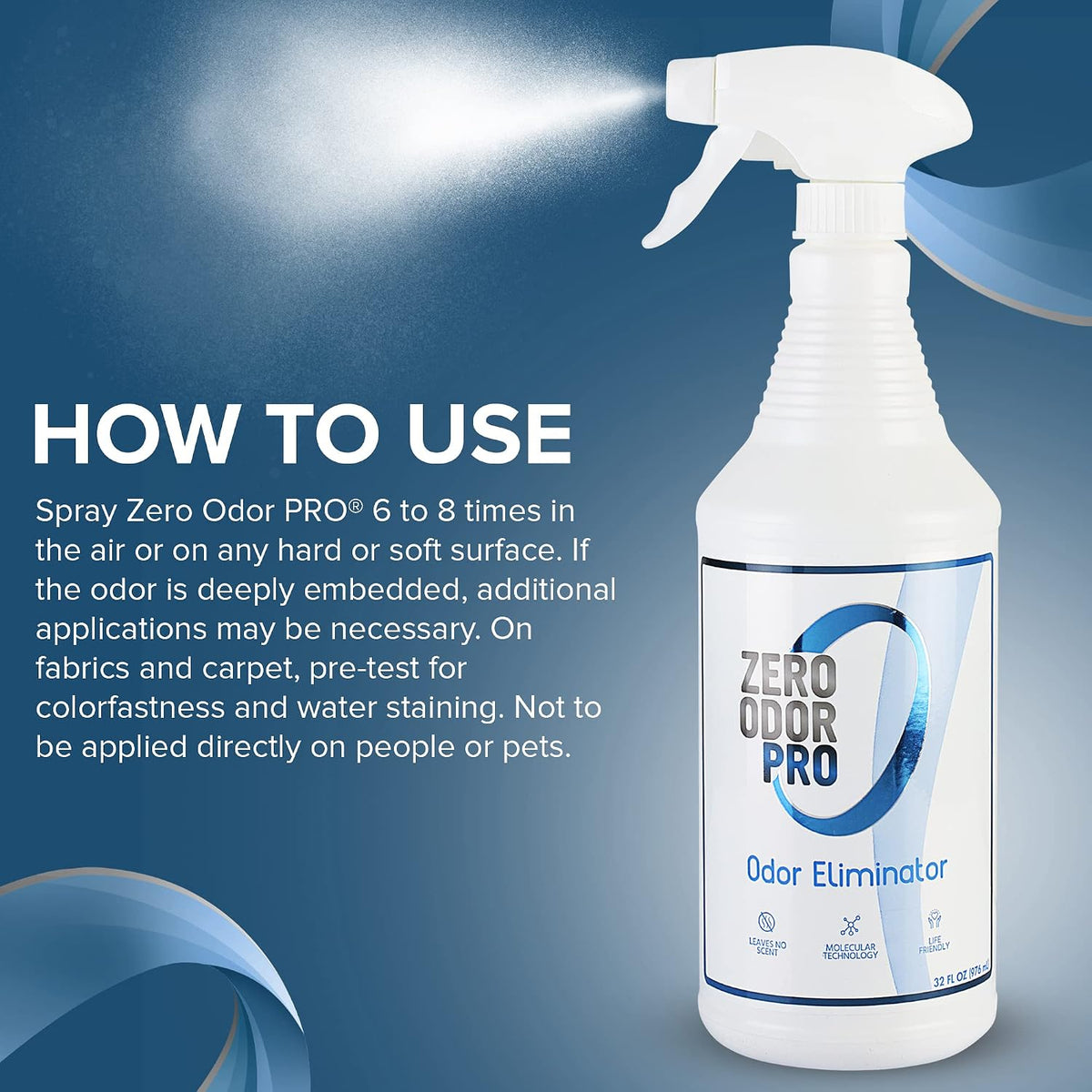 Pro Commercial Strength Odor Eliminator, Room Deodorizer and Air Freshener, Trigger Spray, 32 oz, White/Blue