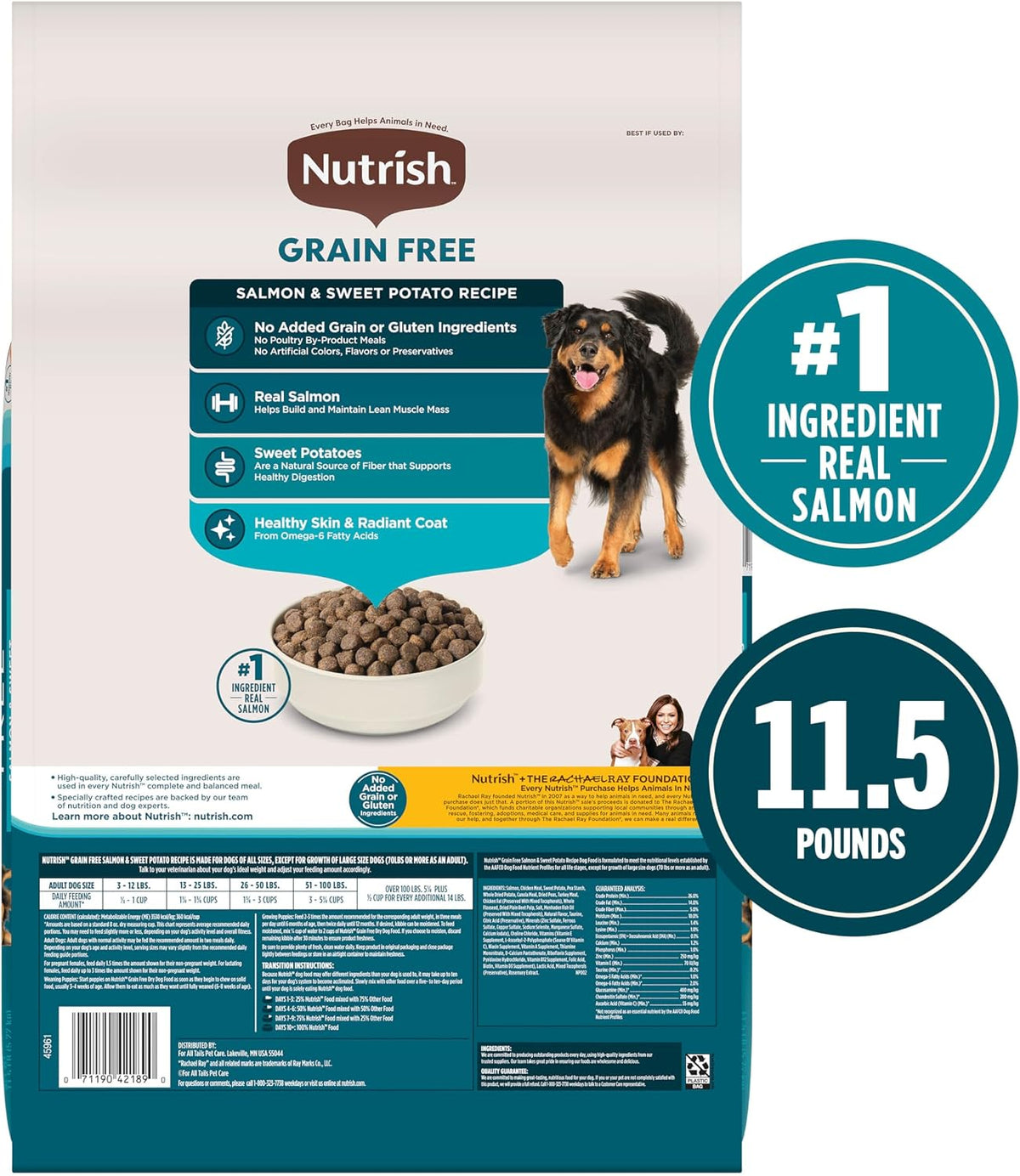 Nutrish Grain Free Salmon Dry Dog Food, 11.5 lb. Bag (Rachael Ray)