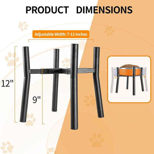 Lifted Dog Bowl Stand - Without Bowls, Single Raise Pet Food Table Adjustable Wide 6-10", Tall 8 10 12" - Bowl Stand Size Optional, Dog Bowls Holder Elevated for Small Medium Large Dogs Breed
