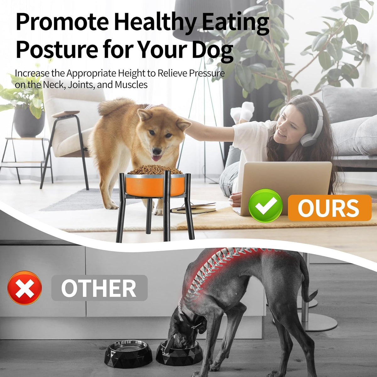 Lifted Dog Bowl Stand - Without Bowls, Single Raise Pet Food Table Adjustable Wide 6-10", Tall 8 10 12" - Bowl Stand Size Optional, Dog Bowls Holder Elevated for Small Medium Large Dogs Breed