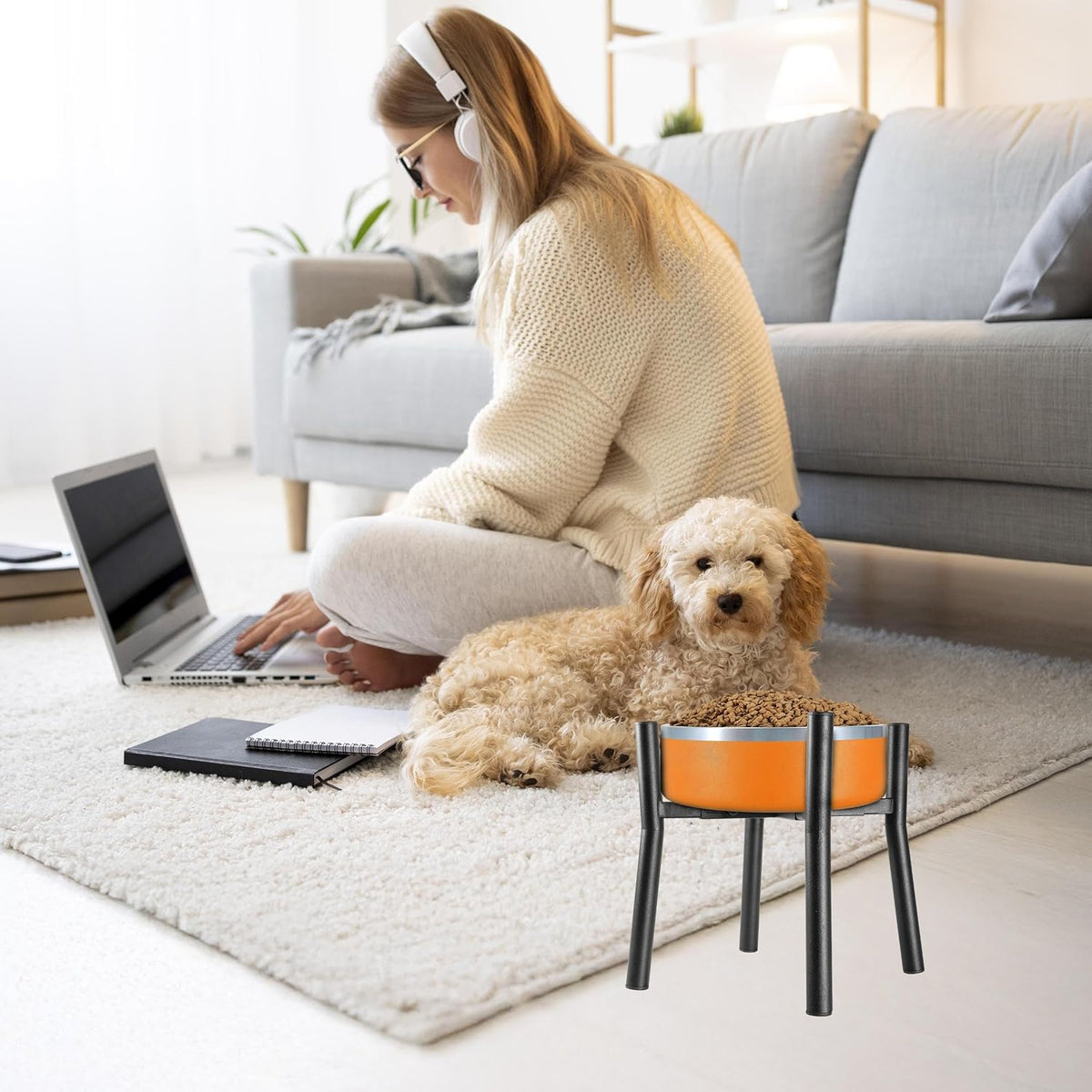 Lifted Dog Bowl Stand - Without Bowls, Single Raise Pet Food Table Adjustable Wide 6-10", Tall 8 10 12" - Bowl Stand Size Optional, Dog Bowls Holder Elevated for Small Medium Large Dogs Breed