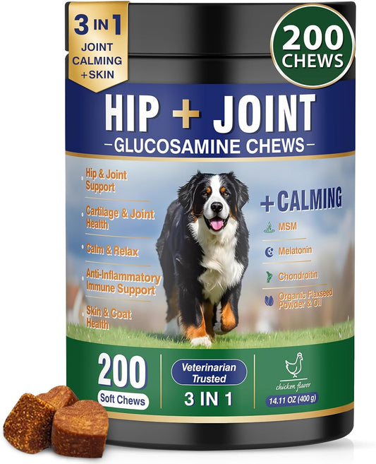 Hip and Joint Supplement for Dogs 200ct, Calming & Skin Support All dogs