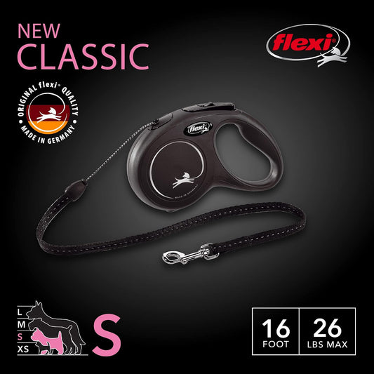® Classic Cord Retractable Dog Leash, Small, 16 ft - Black
