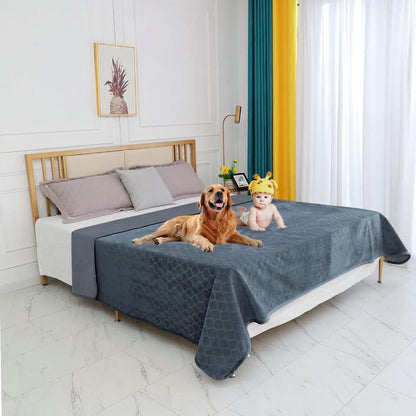 fuguitex Waterproof Dog Blanket Bed Cover Dog Crystal Velvet Moroccan Fuzzy Cozy Plush Pet Blanket Throw Blanket for Couch Sofa(40 * 60 inch, Cream+Beige)