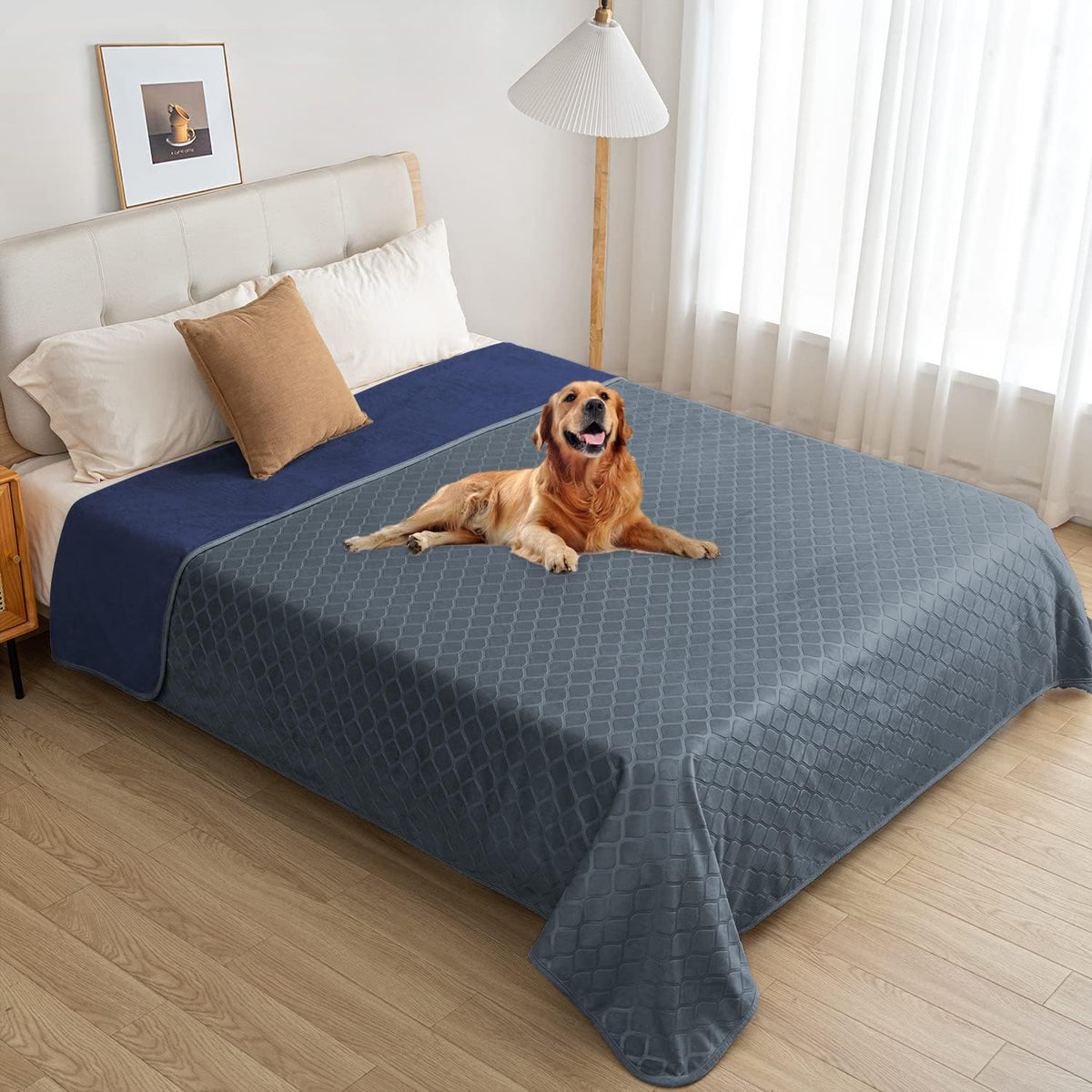 fuguitex Waterproof Dog Blanket Bed Cover Dog Crystal Velvet Moroccan Fuzzy Cozy Plush Pet Blanket Throw Blanket for Couch Sofa(40 * 60 inch, Cream+Beige)