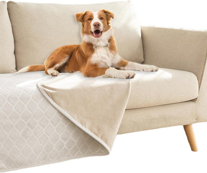fuguitex Waterproof Dog Blanket Bed Cover Dog Crystal Velvet Moroccan Fuzzy Cozy Plush Pet Blanket Throw Blanket for Couch Sofa(40 * 60 inch, Cream+Beige)