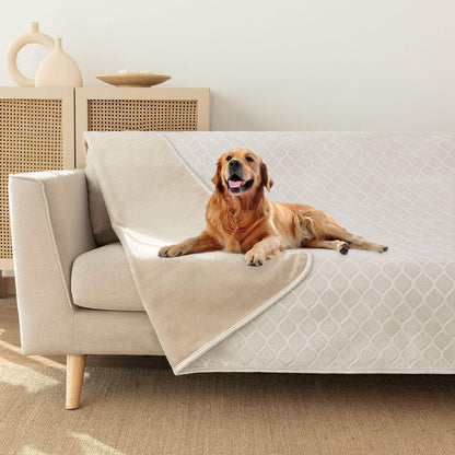 fuguitex Waterproof Dog Blanket Bed Cover Dog Crystal Velvet Moroccan Fuzzy Cozy Plush Pet Blanket Throw Blanket for Couch Sofa(40 * 60 inch, Cream+Beige)