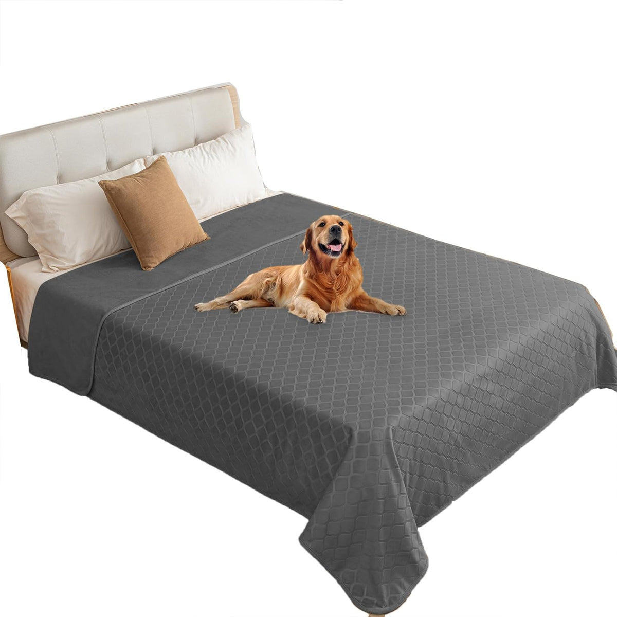 fuguitex Waterproof Dog Blanket Bed Cover Dog Crystal Velvet Moroccan Fuzzy Cozy Plush Pet Blanket Throw Blanket for Couch Sofa(40 * 60 inch, Cream+Beige)